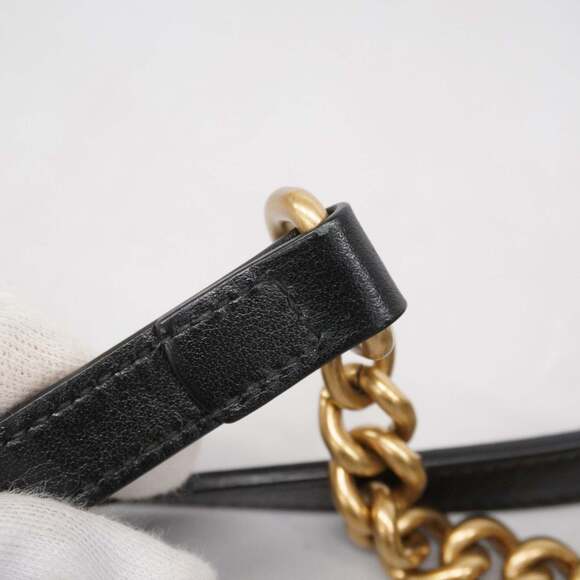 GUCCI Authentic Black Leather GG Marmont Shoulder Bag - Picture 10 of 13